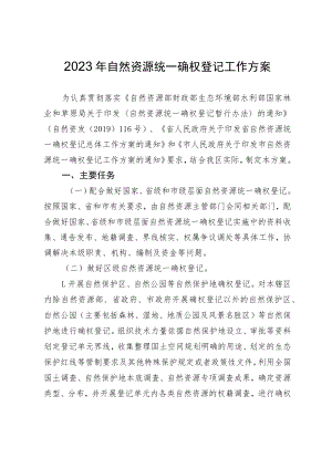 2023年自然资源统一确权登记工作方案.docx