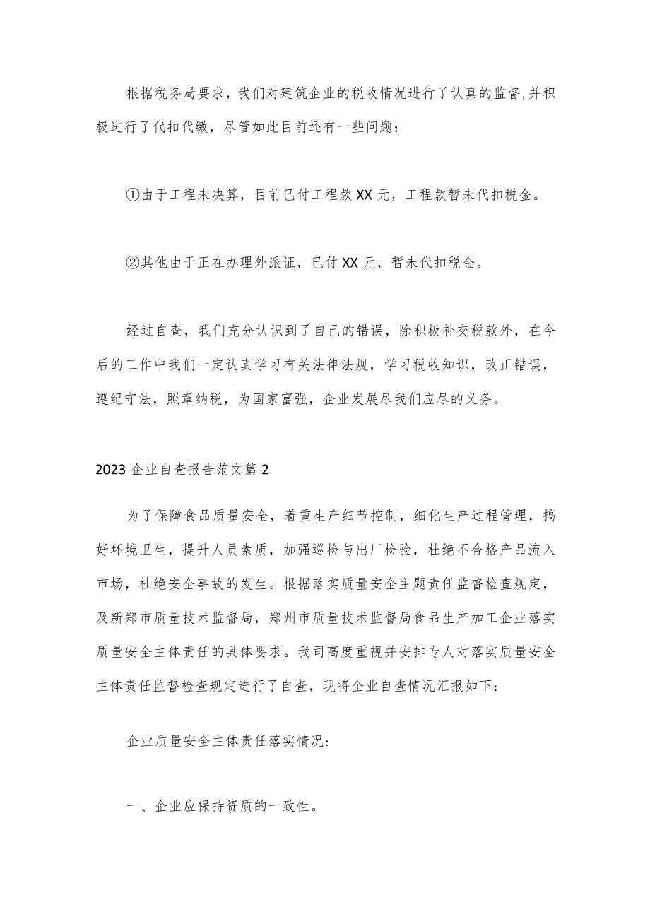 （23篇）2023企业自查报告范文.docx_第2页