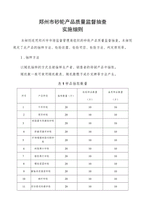 郑州市砂轮产品质量监督抽查实施细则.docx