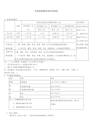 家政服务清洁价格表.docx