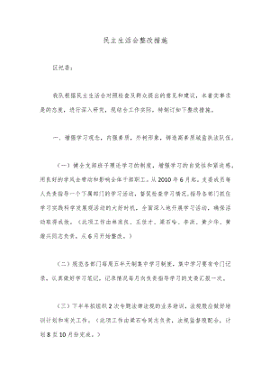 民主生活会整改措施.docx