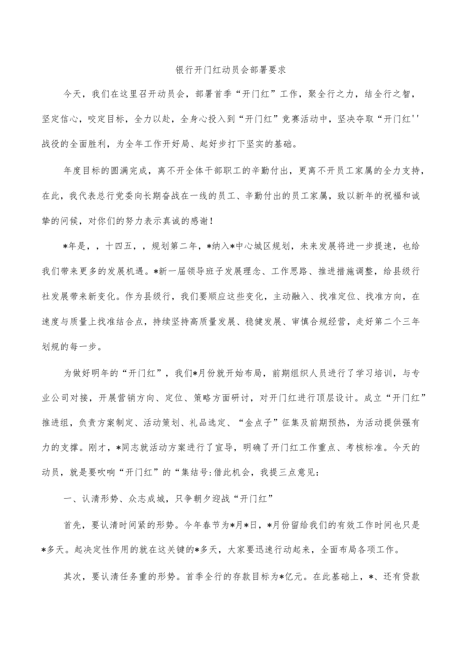 银行开门红动员会部署要求.docx_第1页