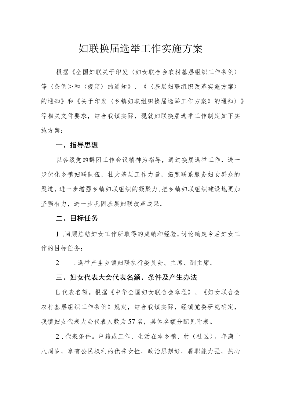 妇联换届选举工作实施方案.docx_第1页