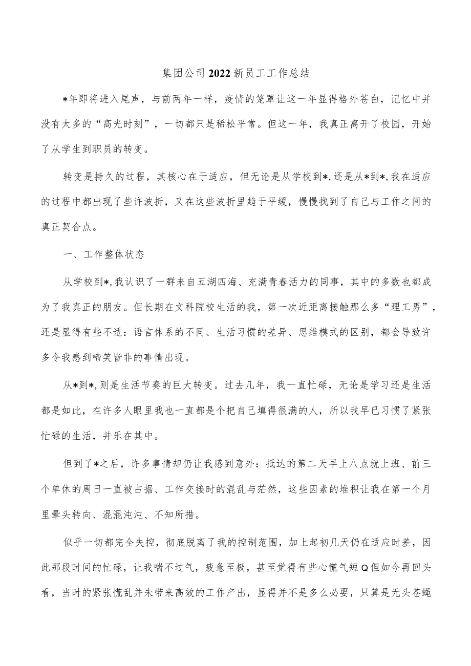 集团公司2022新员工工作总结.docx_第1页