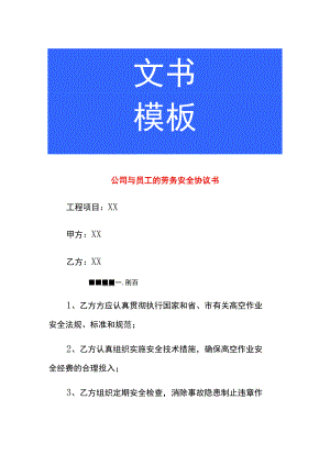 公司与员工的劳务项目安全协议书.docx