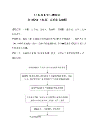 XX科技职业技术学院办公设备(家具)采购业务流程.docx