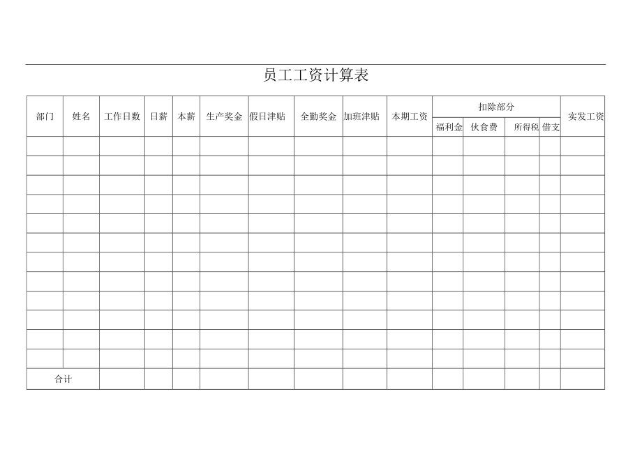 安子新家政 员工工资计算表P1.docx_第1页