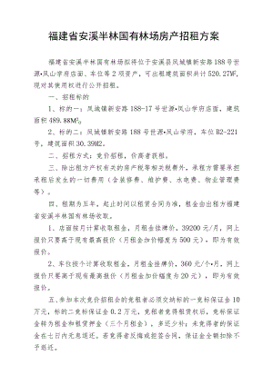 福建省安溪半林国有林场房产招租方案.docx