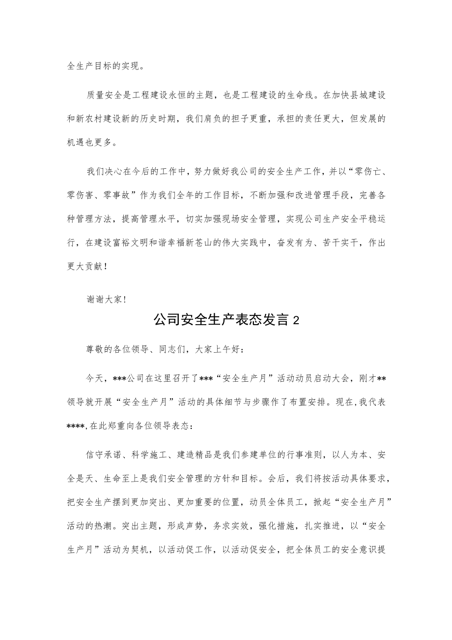 xx公司安全生产表态发言2篇.docx_第3页