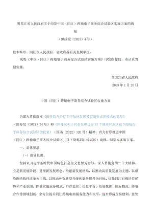 黑龙江省人民政府关于印发中国(同江)跨境电子商务综合试验区实施方案的通知.docx