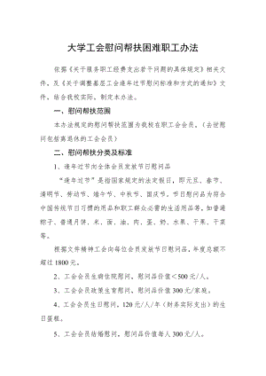 大学工会慰问帮扶困难职工办法.docx