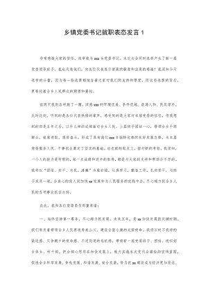 乡镇党委书记就职表态发言2篇.docx