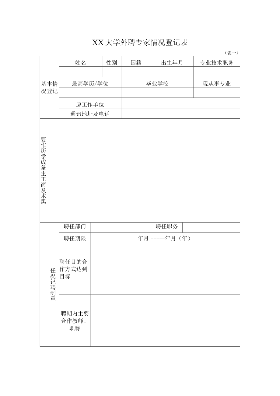 XX大学外聘专家情况登记表.docx_第2页