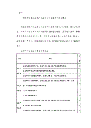 湖南省制造业知识产权运用标杆企业评价指标体系.docx