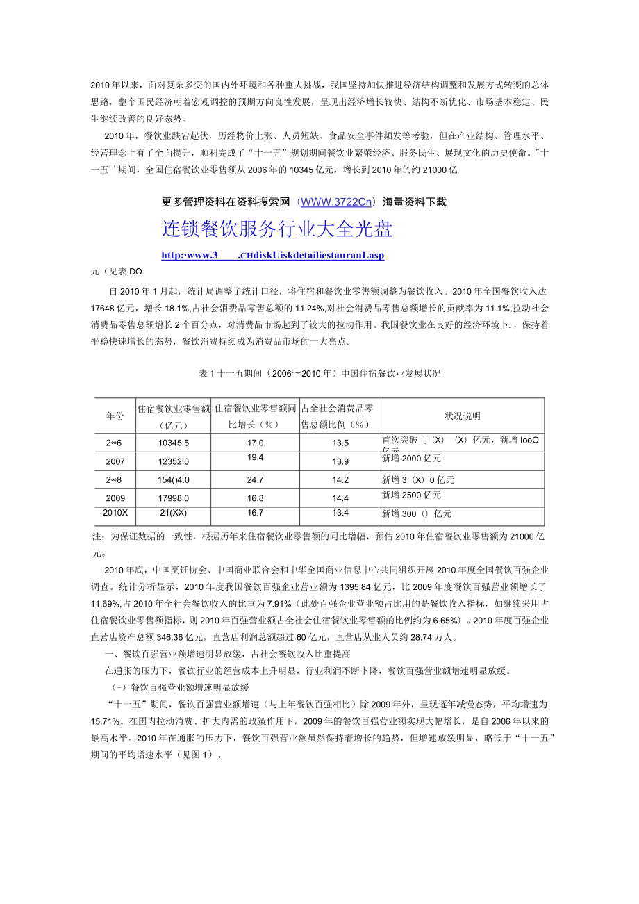 中国餐饮百强经营情况分析报告(doc 7).docx_第1页