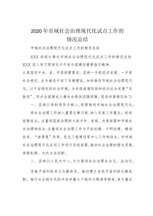 2020年市域社会治理现代化试点工作的情况总结.docx