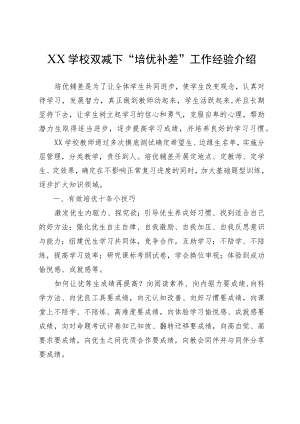 XX学校双减下“培优补差”工作经验介绍.docx