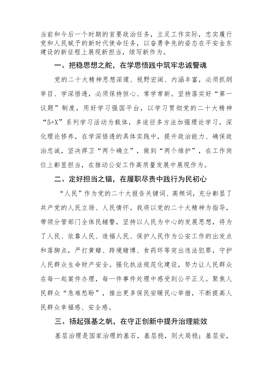 公安民警学习党的二十大精神心得体会范文三篇模板.docx_第2页