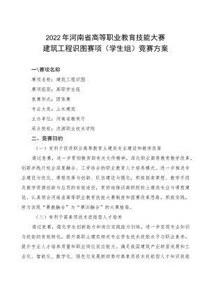 建筑工程识图（学生组）赛项竞赛方案-2023年河南省高等职业教育技能大赛竞赛方案.docx