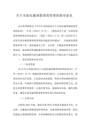 关于全面实施预算绩效管理的指导意见.docx