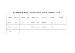 龙山县接待服务中心2020年公开选调工作人员岗位计划表.docx