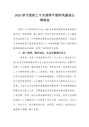 2023学习党的二十大领导干部作风建设心得体会.docx