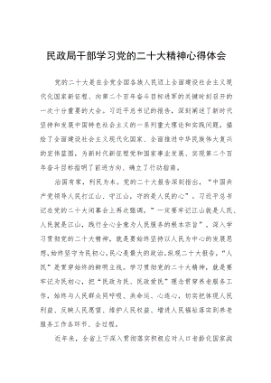 民政系统干部学习党的二十大精神心得体会五篇例文.docx