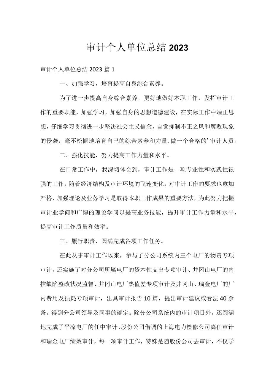 审计个人单位总结2023.docx_第1页