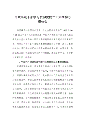 民政系统干部学习贯彻党的二十大精神心得体会五篇.docx