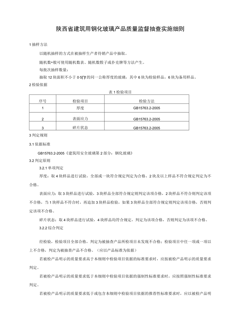 陕西省建筑用钢化玻璃产品质量监督抽查实施细则.docx_第1页