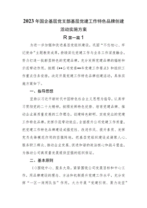 （2篇）2023年国企基层党支部基层党建工作特色品牌创建活动实施方案.docx