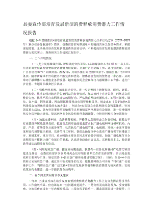 县委宣传部培育发展新型消费释放消费潜力工作情况报告.docx