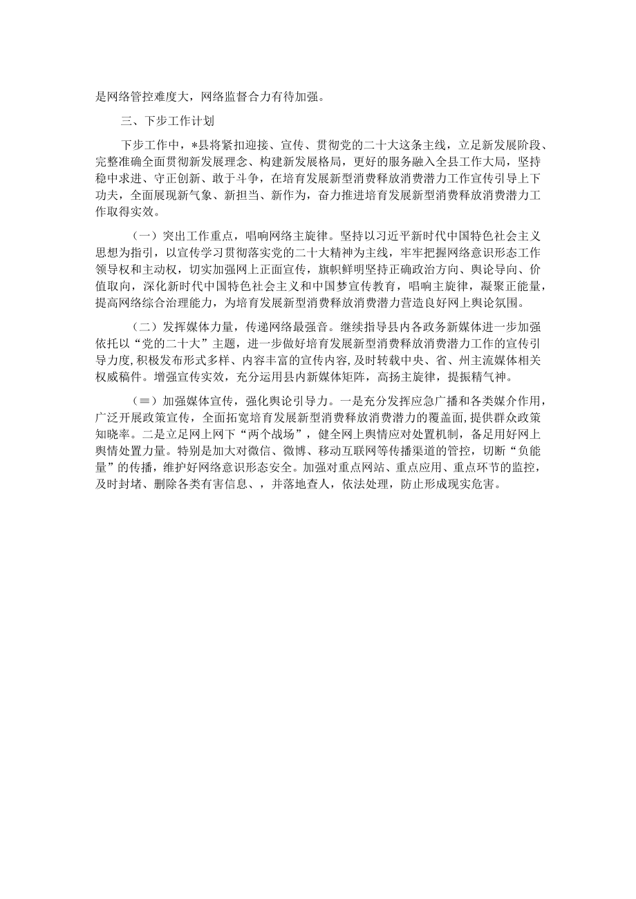 县委宣传部培育发展新型消费释放消费潜力工作情况报告.docx_第2页