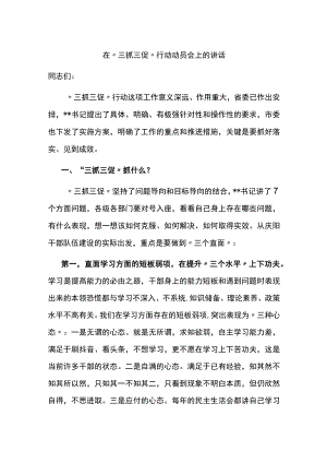 在“三抓三促”行动动员会上的讲话.docx