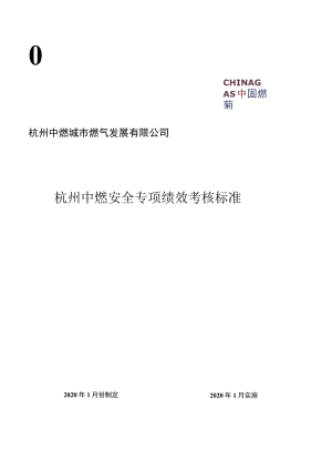 杭州中燃城市燃气发展有限公司杭州中燃安全专项绩效考核标准.docx