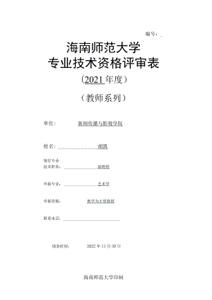 海南师范大学专业技术资格评审表.docx