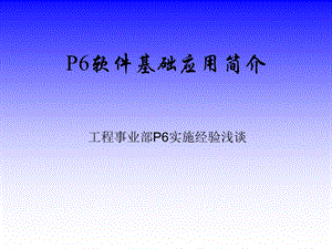 P6培训资料.ppt