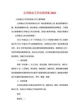 2023公司春运工作应急预案.docx