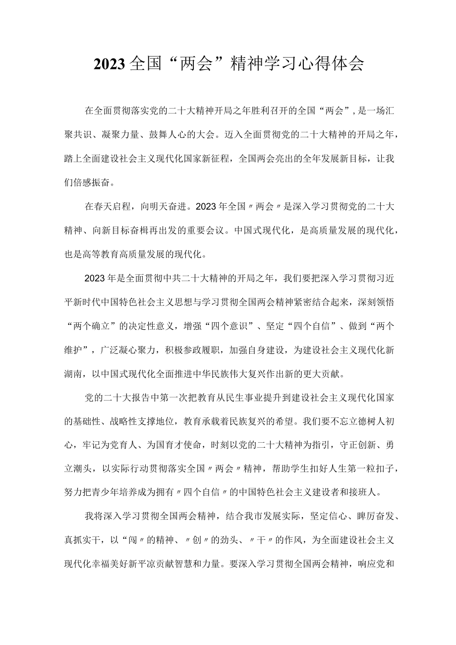 2023全国“两会”精神学习心得体会.docx_第1页