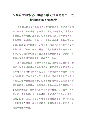 检察院党组书记、检察长学习贯彻党的二十大精神培训班心得体会范文(精选三篇).docx