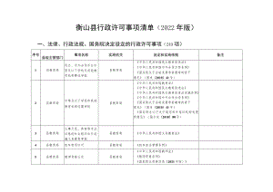 衡山县行政许可事项清单2022年版.docx