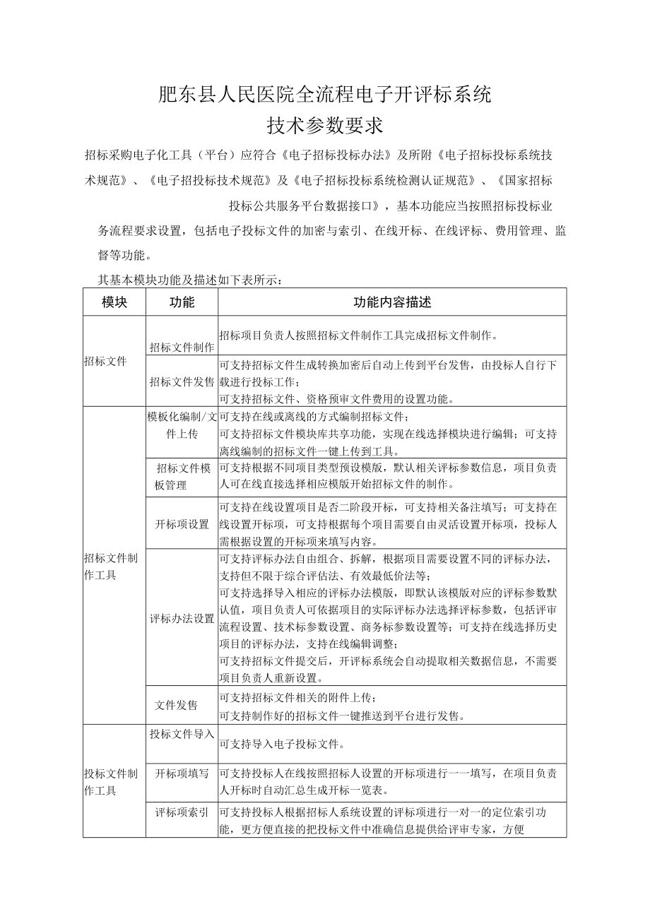 肥东县人民医院全流程电子开评标系统技术参数要求.docx_第1页