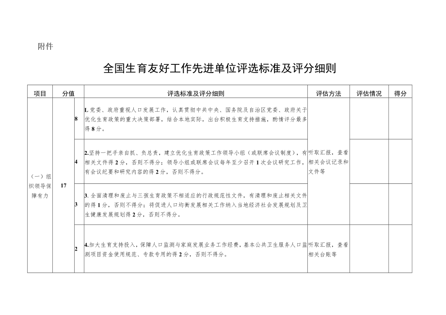 全国生育友好工作先进单位评选标准及评分细则.docx_第1页