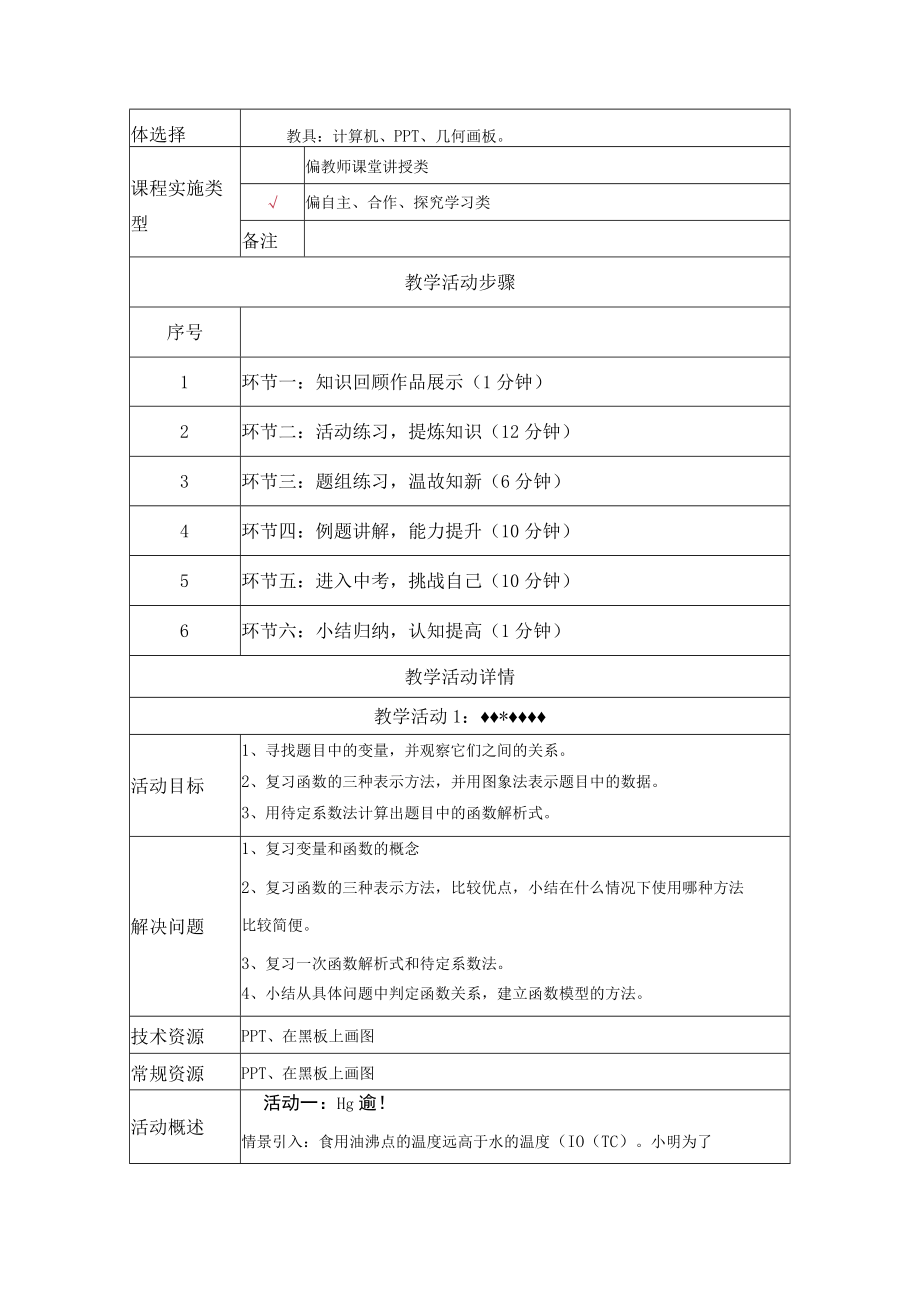 一次函数复习课 教学设计 .docx_第2页