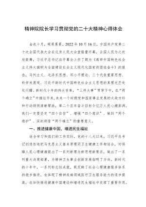 精神院院长学习贯彻党的二十大精神心得体会.docx