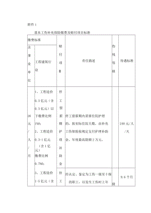 基本工伤补充保险缴费及赔付项目标准.docx