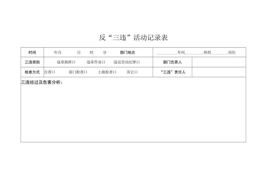 安全生产反“三违”活动记录表台账模板.docx_第2页