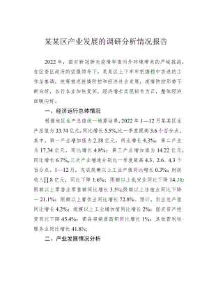 某某区产业发展的调研分析情况报告.docx