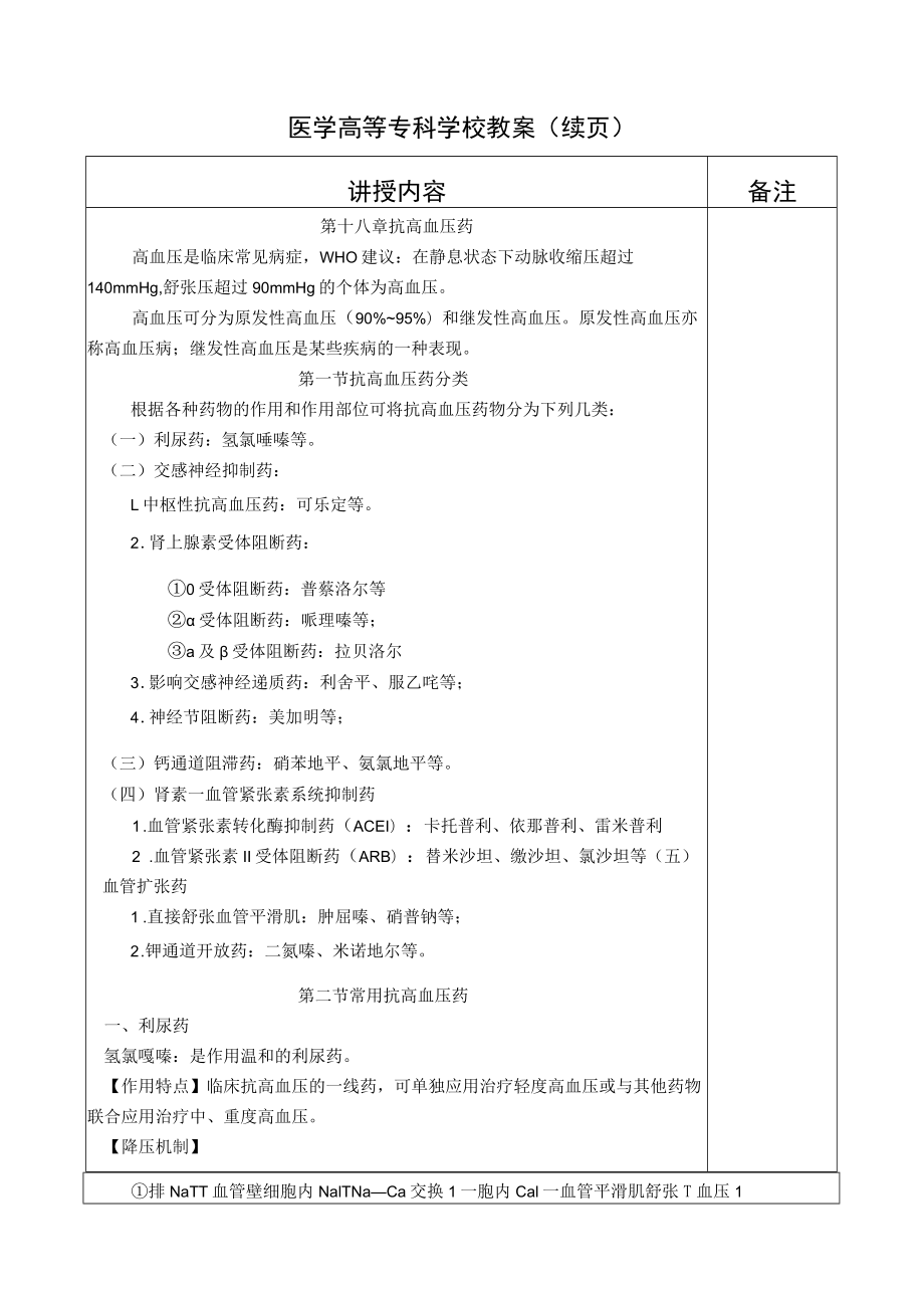 药理学之抗高血压药、利尿药教案教学设计.docx_第2页