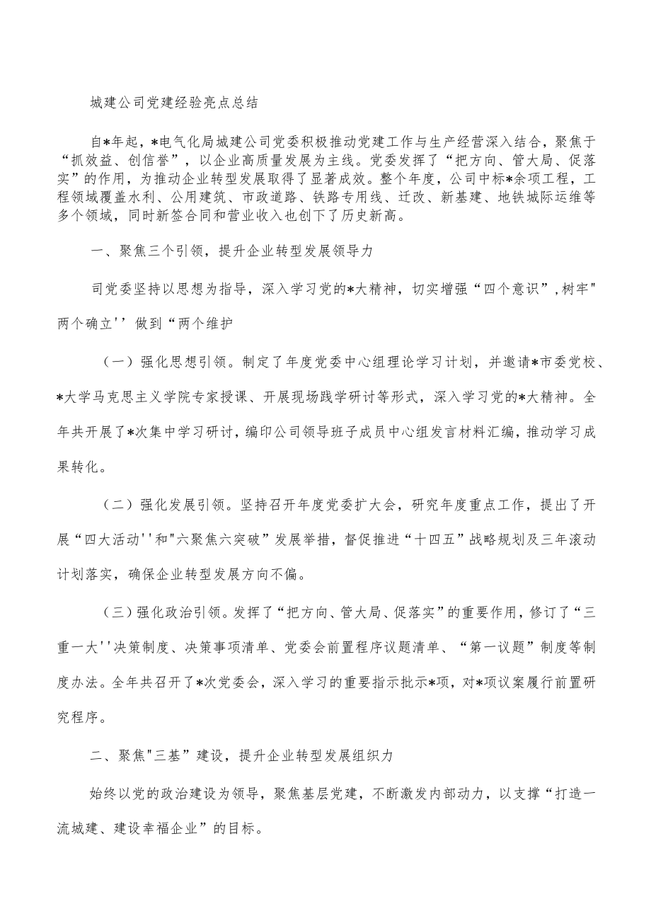 城建公司党建经验亮点总结.docx_第1页